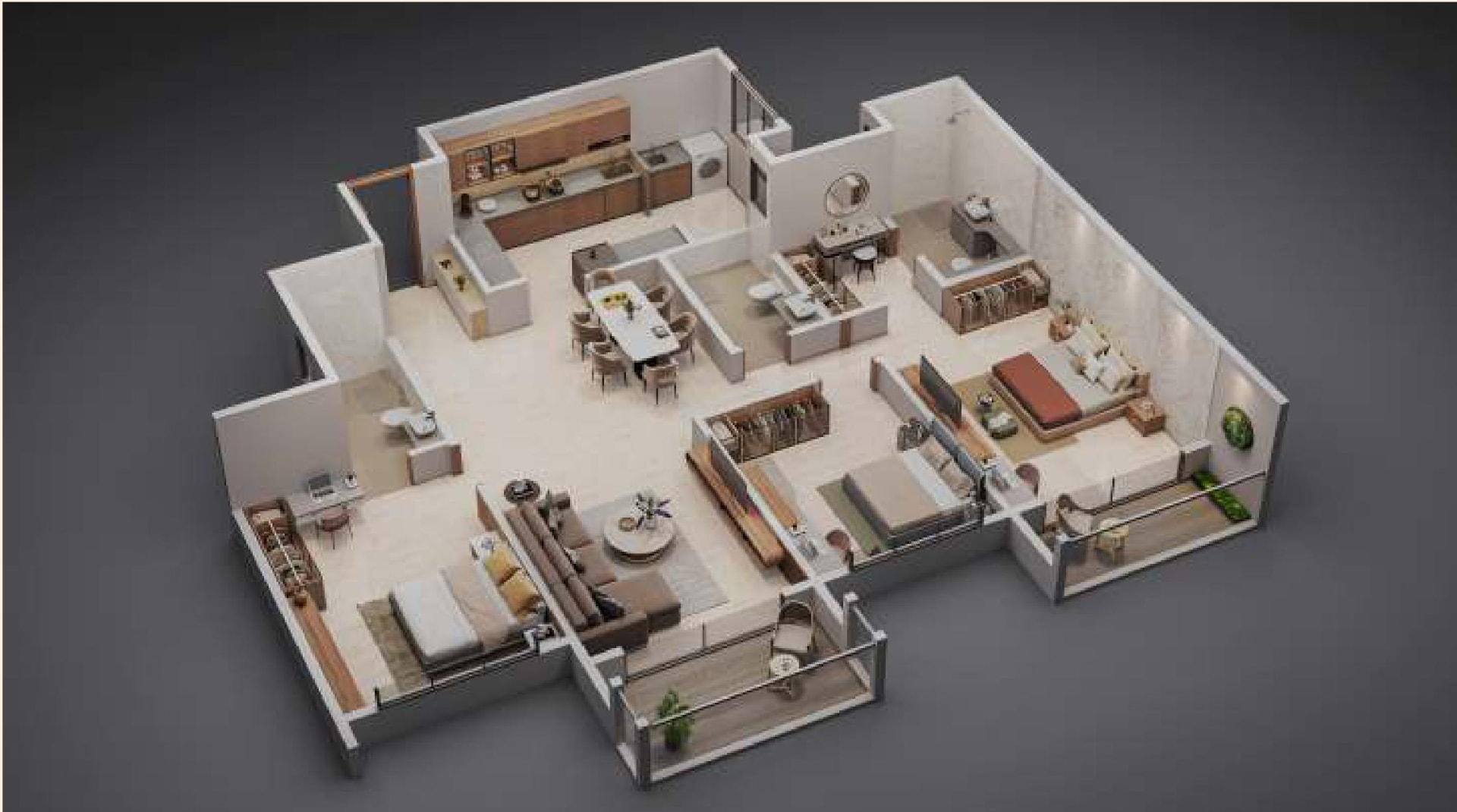 3 BHK floor plan layout at Venkatesh Skylife