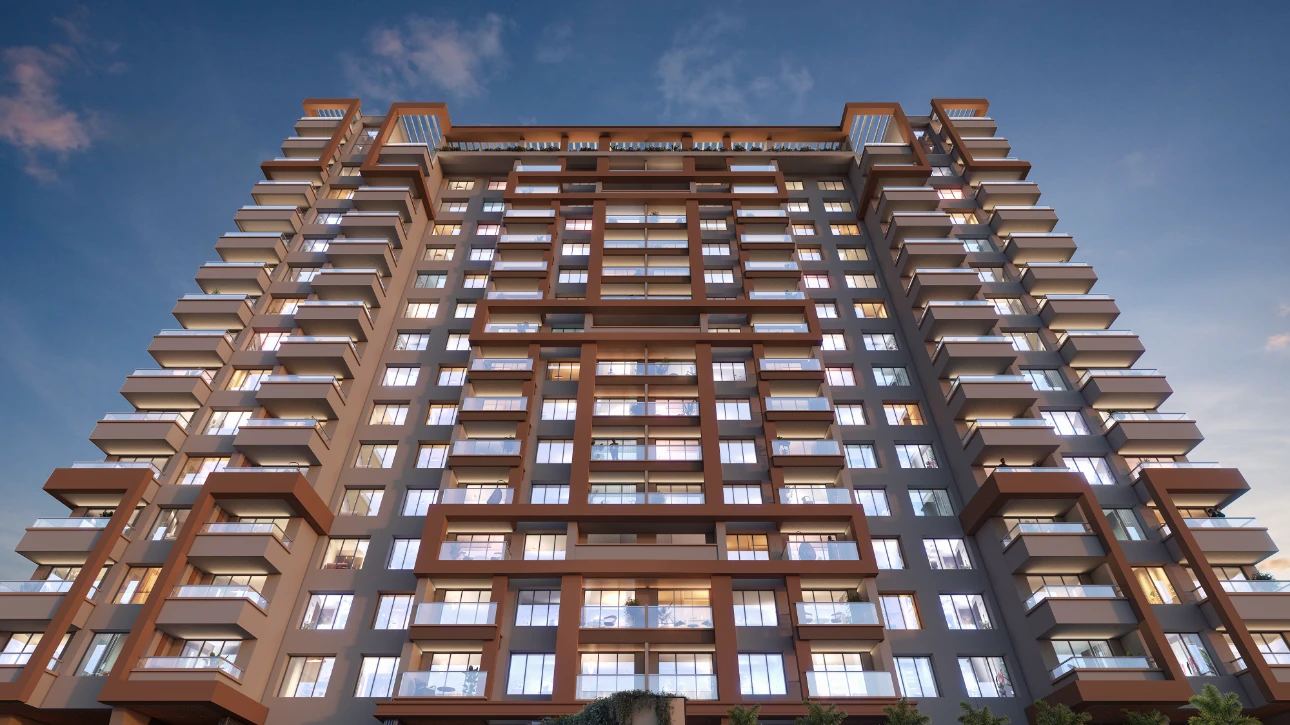 Venkatesh Skylife tower illuminated at dusk